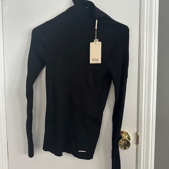 NWT Elie Saab ribbed black turtle neck sweater women's small (006) - Picture 7 of 7